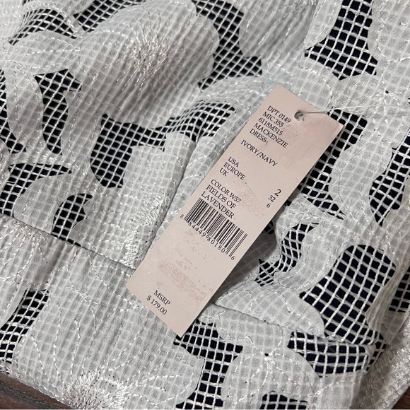 NWT Katherine Kelly “Mackenzie Dress” Ivory/Navy Exquisite Stitched Overlay Sz 2 - Picture 11 of 15